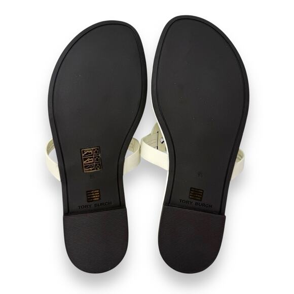 Tory Burch Soft Leather Miller Thong Sandal White 9.5 Women’s - Picture 11 of 11